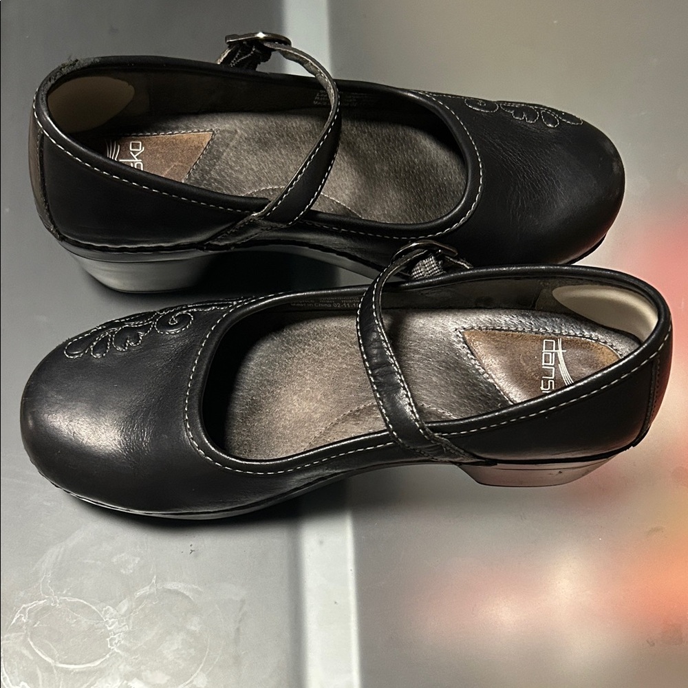 Dansko Black Embroidered Mary Jane Shoes - Picture 4 of 14